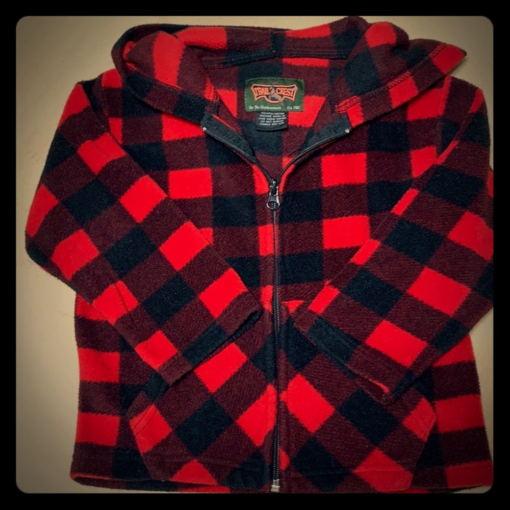 Boys’ plaid fleece set. Hoodie & pants Sz 4T (GUC)